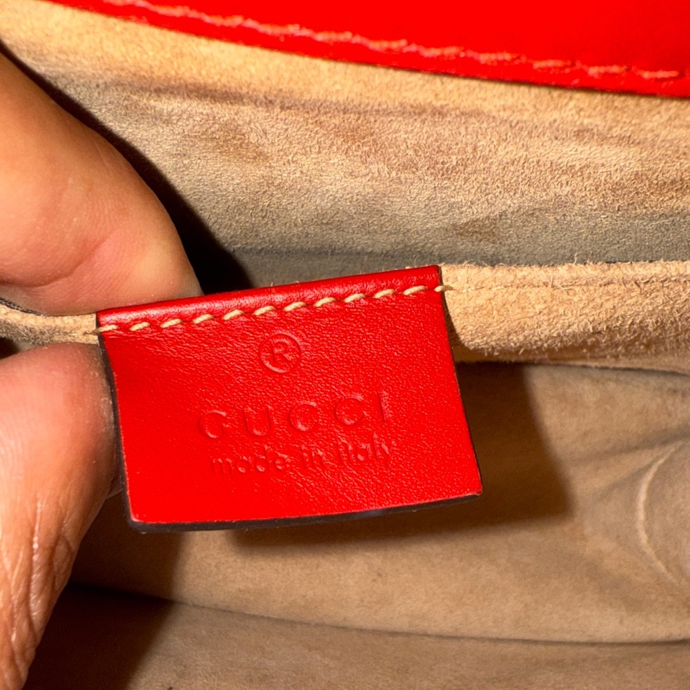 Gucci Sylvie Red Calfskin and Gold Mini Bag with Chain - Picture 13 of 16
